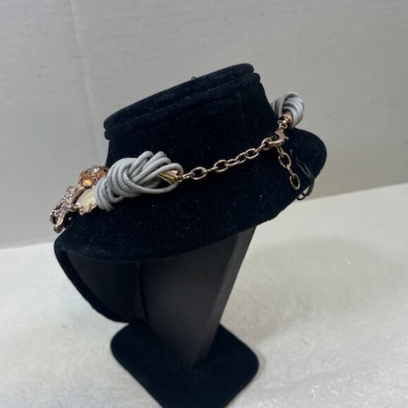 Beach Rose Gold Tone Ocean Shells Starfish Rhinestones Necklace Choker 18" - Picture 5 of 15